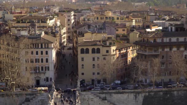 Rzym, Włochy, Europa, widok z Castel Sant Angelo w letni dzień. Mewy — Wideo stockowe