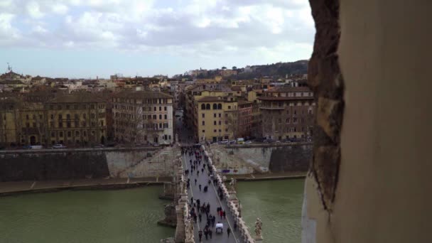 Tiber und rom panorama vom castel sant angelo, sommertag in italien — Stockvideo