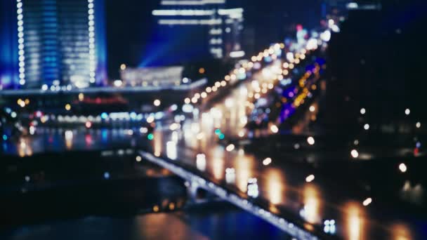Arabalar Arbat Sokağı, Moskova, Rusya, yakınındaki yaz gecesi bulanıklık — Stok video