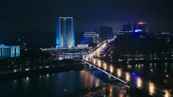 Москва - 23 листопада: Будинок уряду Росії, Arbat, ніч трафіку — стокове відео