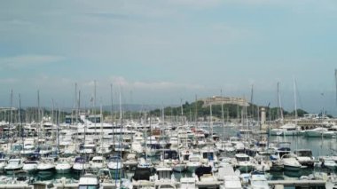 Yatlar ve martılar, Antibes, Fransa bahar limanda