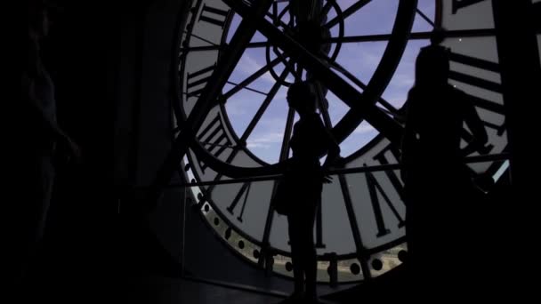 PARIS, FRANCE - June 17 2019: Real time medium shot of clock Musee Dorsay. — Stock Video