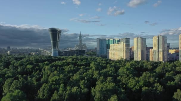 Aereo drone zoom in arena CSKA — Video Stock