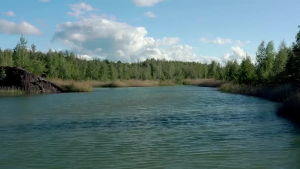 Tula oblast romantsevo hills and lakes drone aerial shot — Stock Video