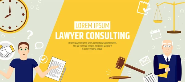 Lawyer consulting. A banner template of a law firm or company. Flyer legal services — Stock Vector