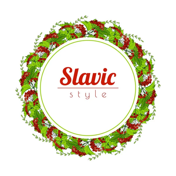 Slav süsleme ile kartopu kırmızı çilek demetleri. İllüstrasyon