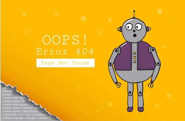Error 404. Page not found. Design template with text and Robot. Illustration for a website. Oops the problem of connection. Illustration