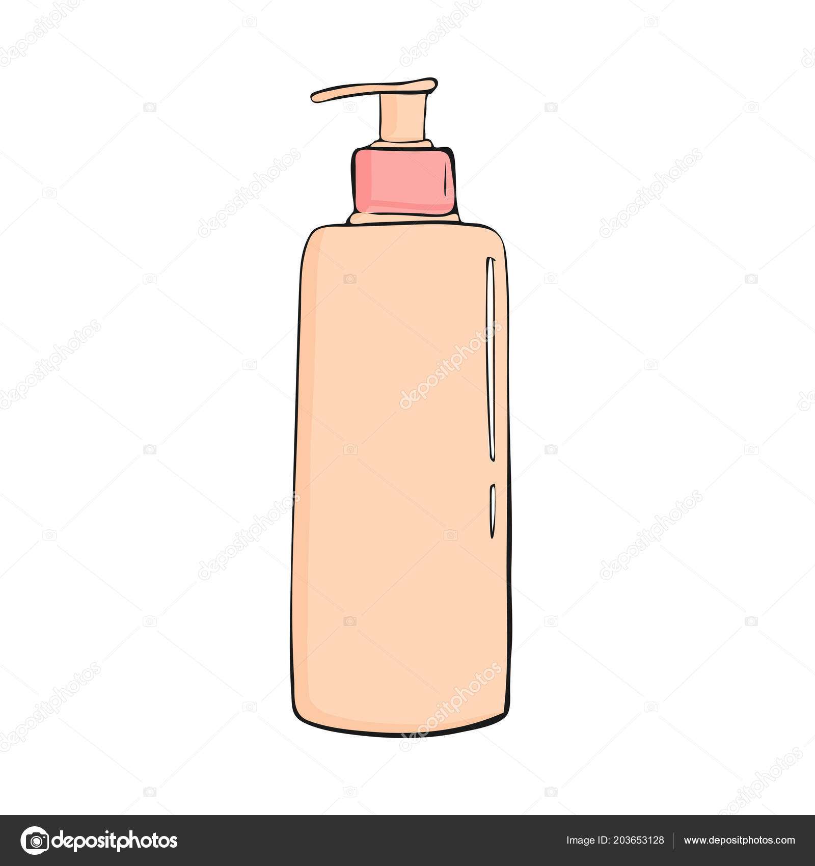 Shower gel bottle with dispenser. cosmetic icon. Trendy cartoon style