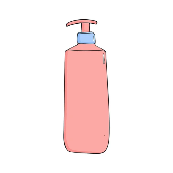Bouteille de savon avec icône distributeur. Style dessin animé à la mode. Illustration vectorielle d'hygiène et de soins de santé. objet beauté baume — Image vectorielle