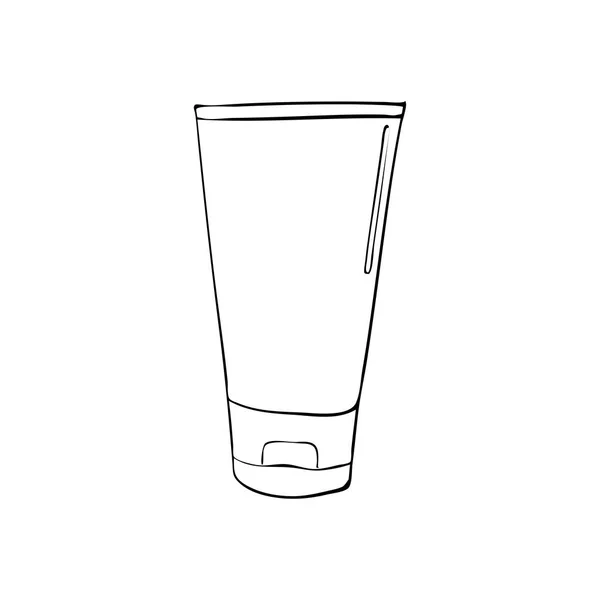 Lotion of balsem buis. Pictogram op witte achtergrond. Hand getekende pakket schoonheid cosmetische zorg — Stockvector