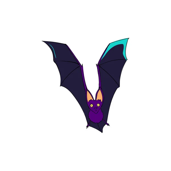 Bat Jest Nocne Zwierzęta Symbol Halloween Bat Locie Stylu Cartoon — Wektor stockowy