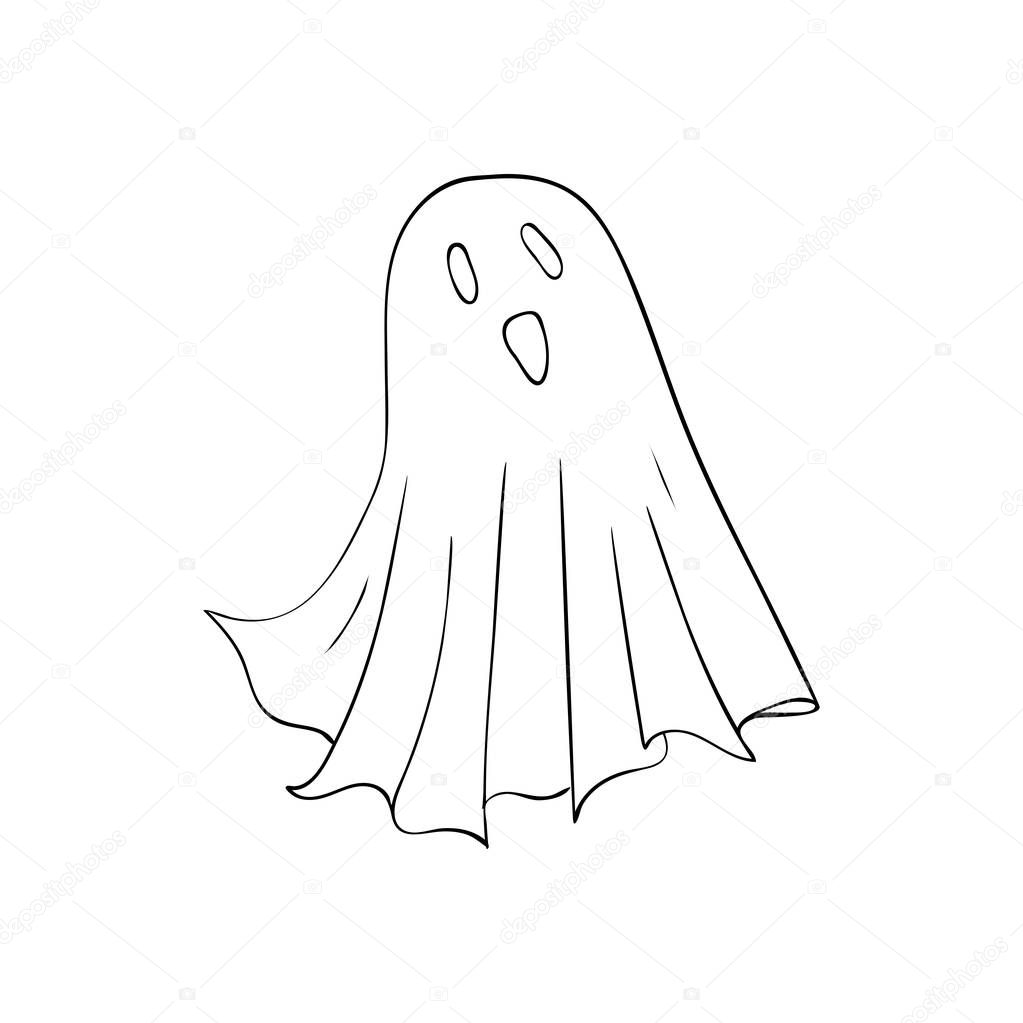 Ghost symbol of Halloween. Spook character of horror. Mystical Nightmare Isolated