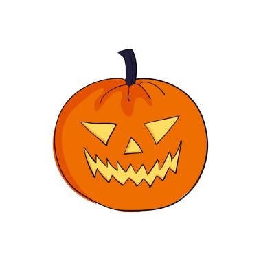 Cadılar Bayramı Balkabağı öfkeyle gülümsüyor. Korkunç bir yüz. karikatür tarzı