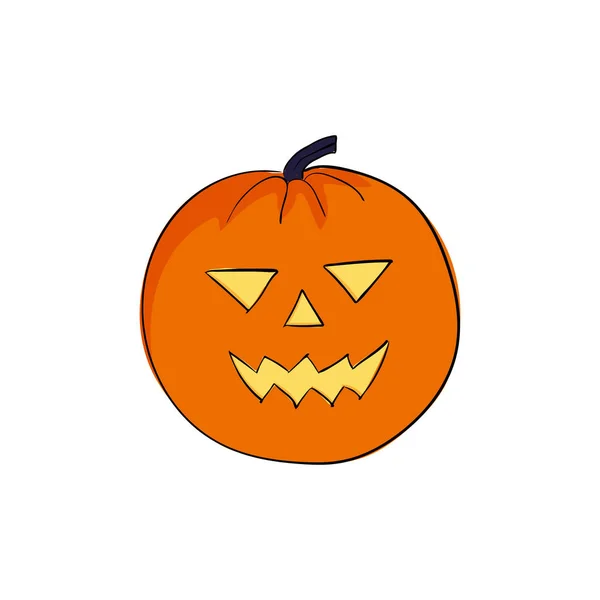 Citrouille Halloween Sourit Furieusement Visage Effrayant Style Dessin Animé — Image vectorielle