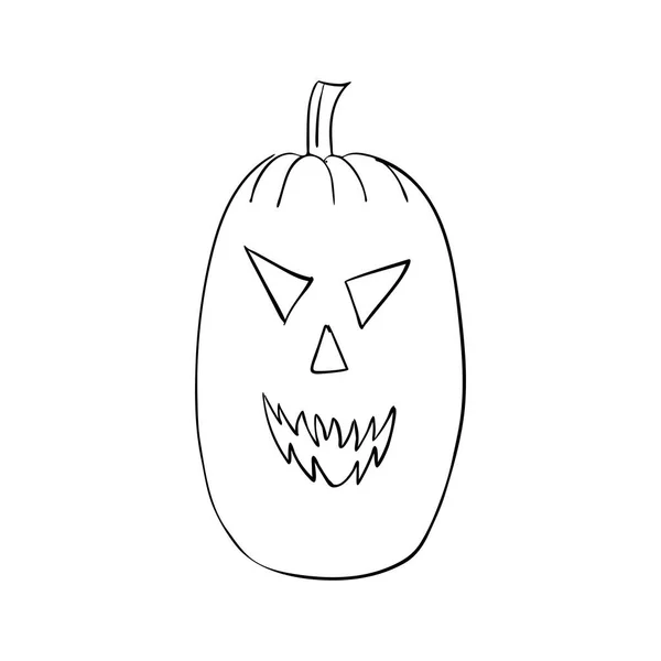 Pumpkin halloween angrily smiles. Scary face — Stock Vector