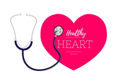 steteskop ve kalp. Kardiyoloji sembolü. Dünya Sağlık kalp günü