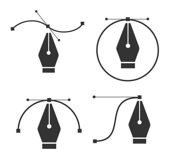 Kalem aracı imleç. Vektör bilgisayar grafikleri. Logo Tasarımcısı veya Illustrator için. Tasarım simgesi. Eğri denetim noktaları. izole