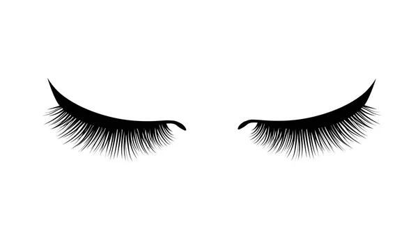 Ögonfransförlängning Vackra Svarta Långa Ögonfransar Slutna Ögon Falsk Skönhet Cilier — Stock vektor