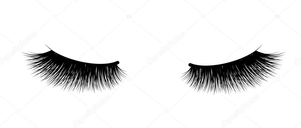 Eyelash extension. A beautiful make-up. Thick fuzzy cilia. Mascara for volume and length. False