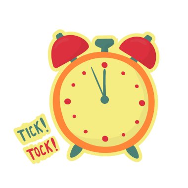 alarm clock make tick tock. Last minute symbol. Time is over.  clipart