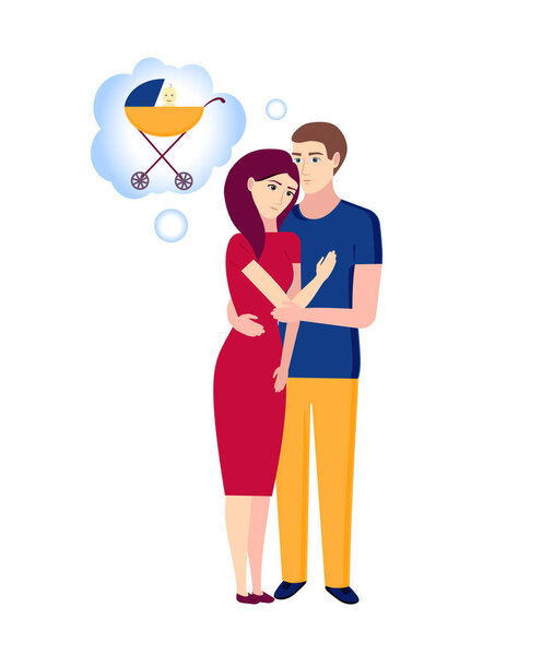 happy pregnancy couple, dreams of a child. Family planning. Childbirth control.Couple newlyweds want a baby. On white.