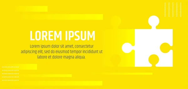 Puzzle Peças Modelo Design Banner Jogo Amarelo Fundo Símbolo Lógica — Vetor de Stock