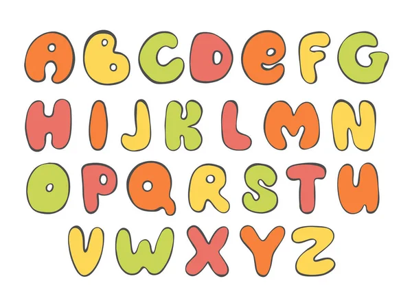 Abc buntes englisches Alphabet. Leuchtende Buchstaben. Zeichentrickschrift für das Design — Stockfoto