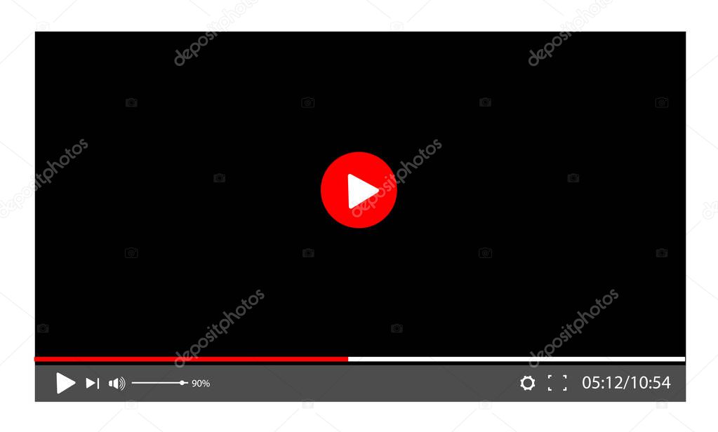 screen video player. template for a web site or application. Play movie