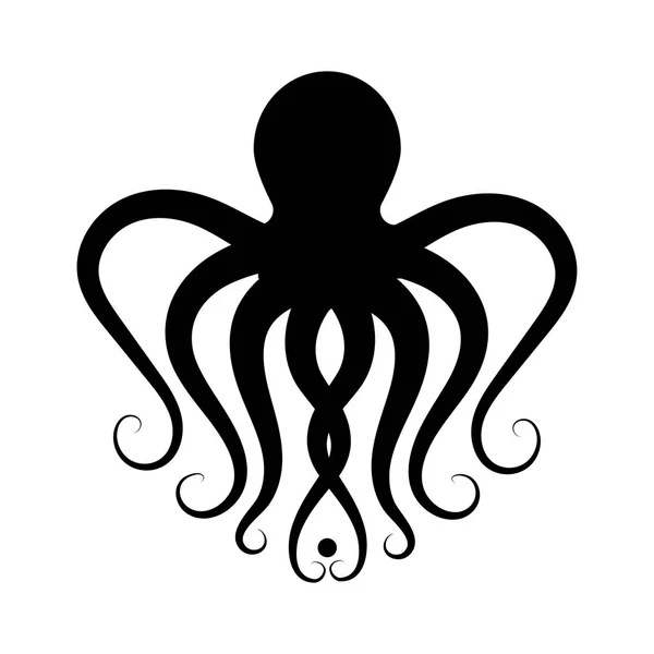 Black silhouette of an octopus. logo for a seafood restaurant or frozen product. emblem for diving or oceanarium — Stock Photo, Image