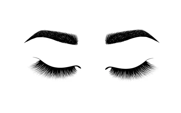 Eyebrow perfectly shaped. permanent make-up and tattooing. Cosmetic for eyebrows. Eyelash extension. A beautiful make-up. Thick fuzzy cilia. Mascara for volume and length. — Stock Vector
