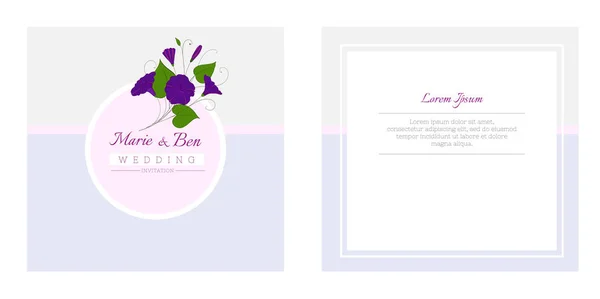 Floral wedding invitation template. Elegant feminine design with flowers binweed and convolvulus. — Stock Vector