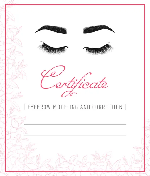 Profesyonel sertifika modelleme ve kaşları düzeltilmesi. Diploma kirpik uzantıları