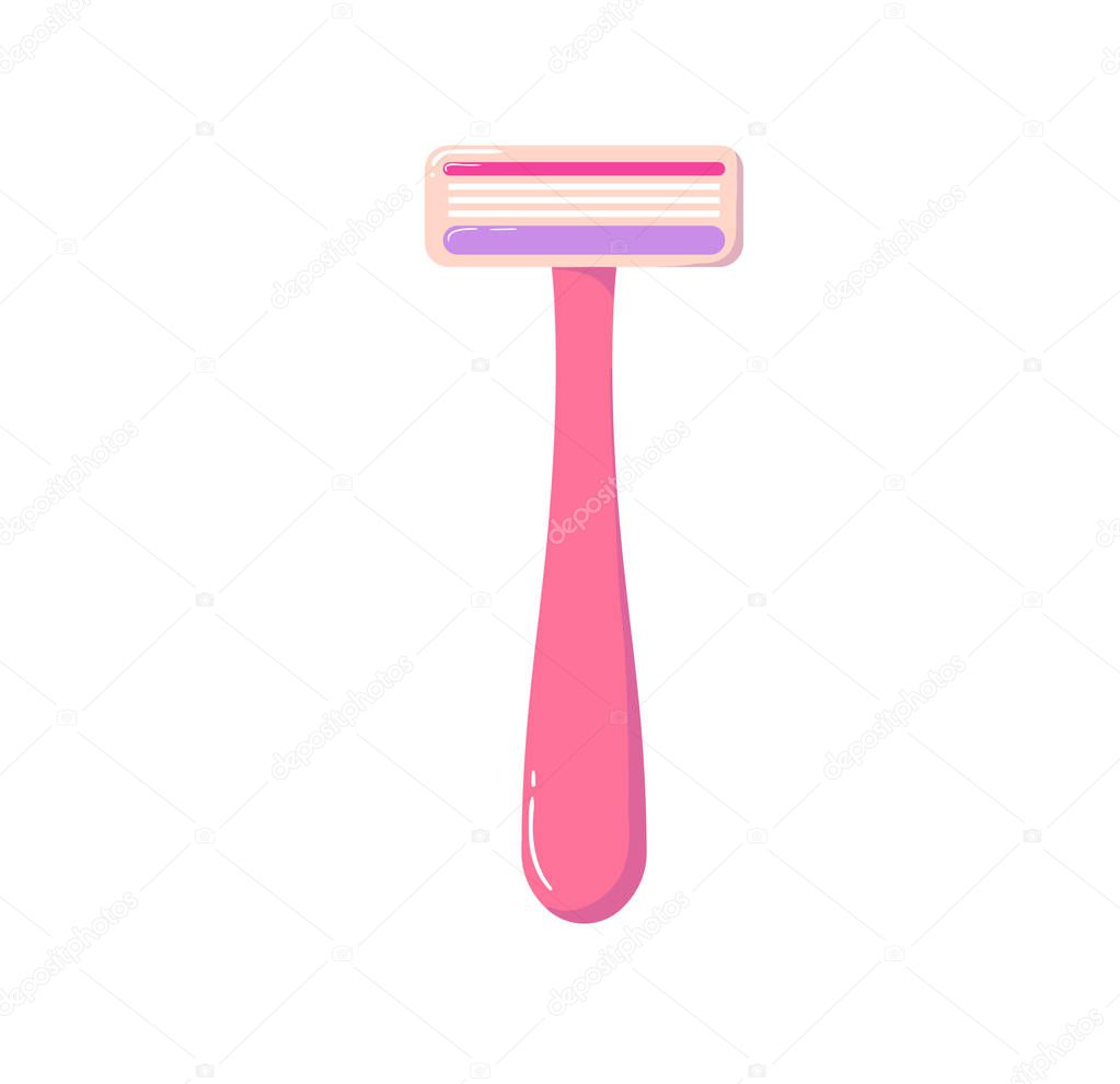 Pink shaving machine. Isolated razor. Object for body care and hair removal