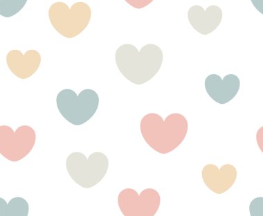 Pastel kalp kumaş için seamless modeli. basit minimalist arka plan. şirin Yazdır
