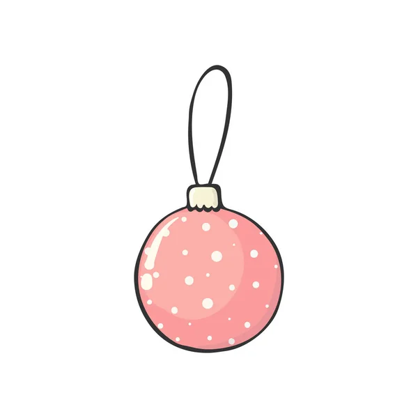 ピンクの点線のクリスマス ボール 冬の休日 正月飾り — ストックベクタ