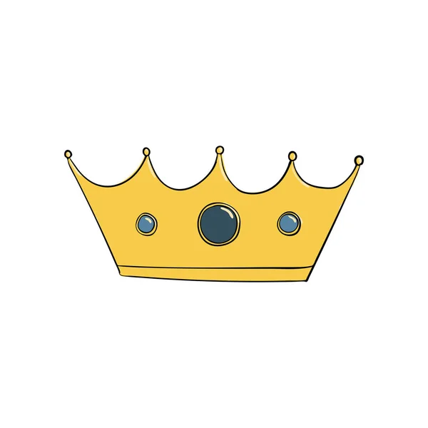 Coroa com pedras preciosas. Um símbolo de autoridade. Headpiece do Rei. Ícone que denota sucesso e insígnias. Coroa de ouro — Vetor de Stock