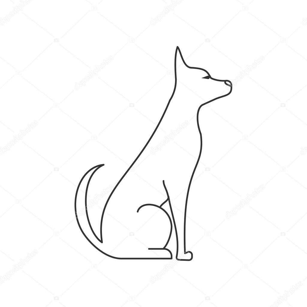 dog side view linear illustration. Pets and grooming