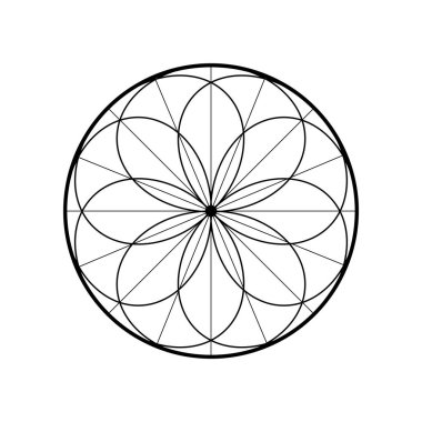 Soyut çizgi deseni. Rüya yakalayıcı in simgesi. Yuvarlak doğrusal sembolleri. Geometrik daire şekillerle çiçek