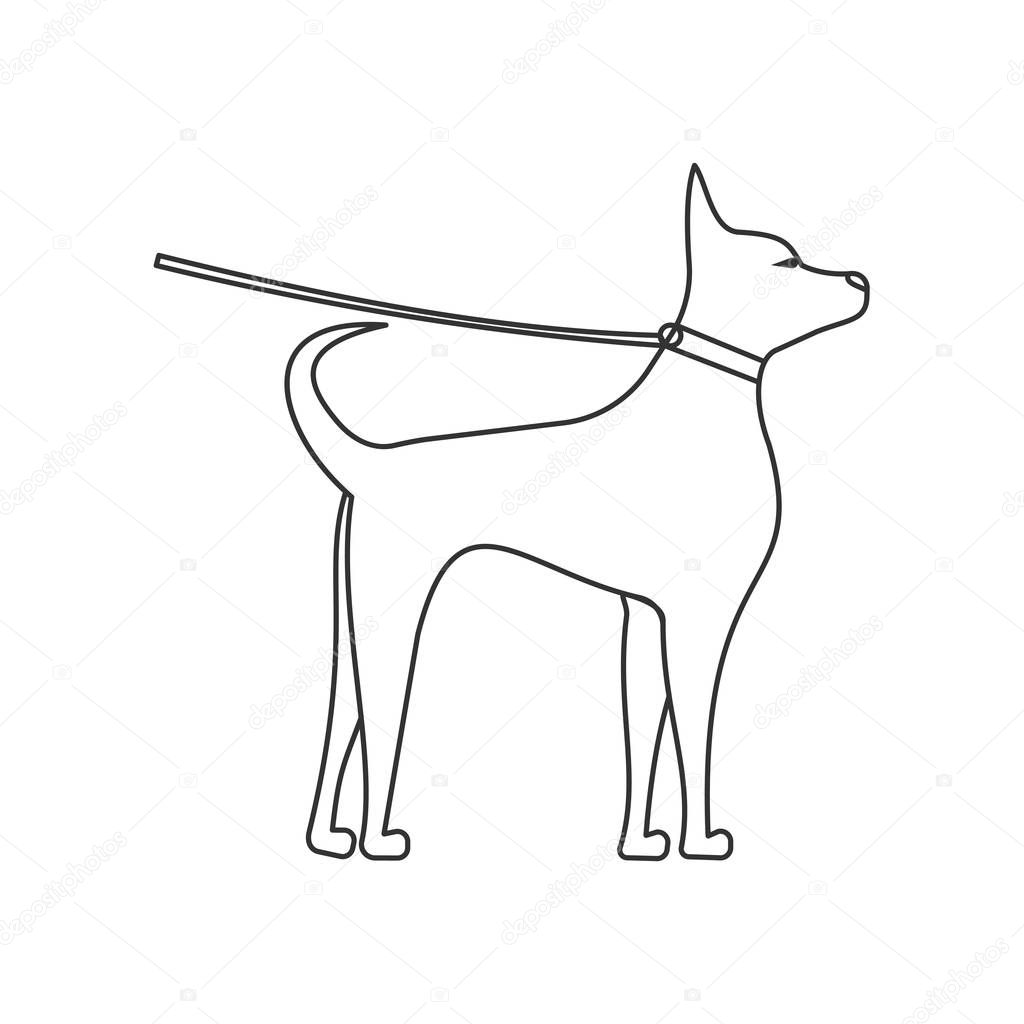 dog side view linear illustration. Pets and grooming