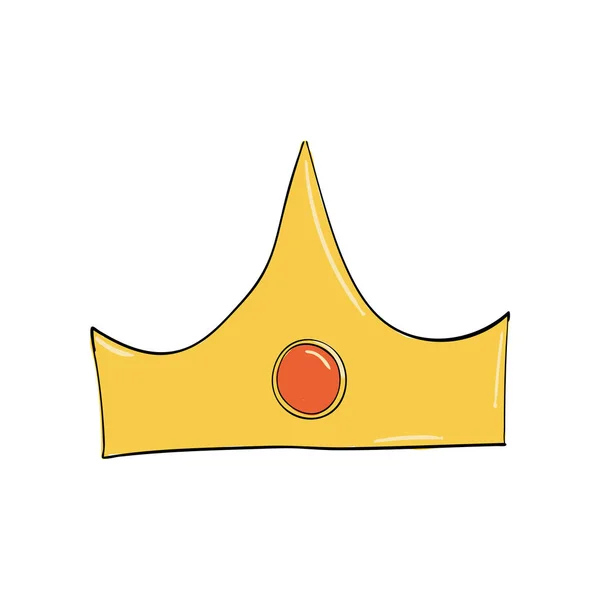 Kroon met rode ovale juweeltje. Een symbool van gezag. Zendspoel van de koning. Pictogram ter aanduiding van succes en insignes. — Stockvector