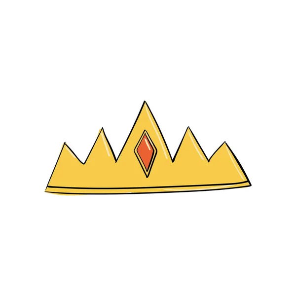 Kroon met rhombic ruby. Een symbool van gezag. Zendspoel van de koning. Pictogram ter aanduiding van succes en insignes. — Stockvector