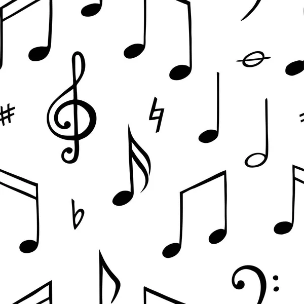 Musik Note Nahtlose Muster Schwarz Weiß Illustration Vektor — Stockvektor