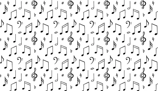 Notes Musique Fond Symbole Mélodie Ilustration Vectorielle Noire Wite — Image vectorielle