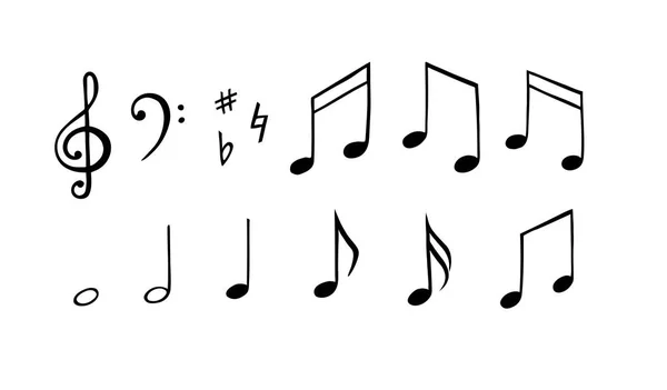 Conjunto de notas musicais. Ilustração desenhada à mão. Símbolo melódico —  Vetores de Stock