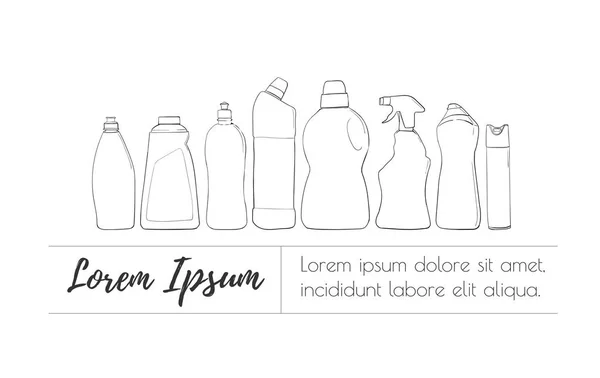 Botella Detergente Productos Químicos Plantilla Banner Del Producto Doméstico Ilustración — Vector de stock