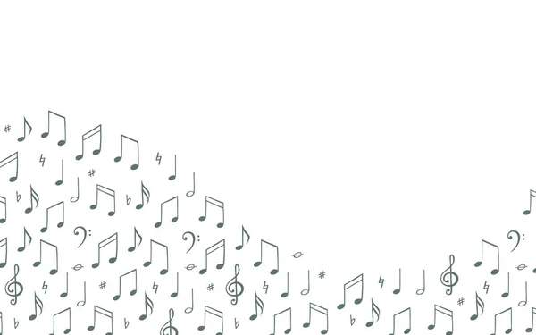 音楽ノートの背景 バナー テンプレート メロディーのシンボル 黒とワイトのベクトル イラストレーション — ストックベクタ