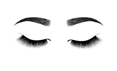 eyebrow perfectly shaped. permanent make-up and tattooing. Cosmetic for eyebrows. Beauty salon. Eyelash extension. A beautiful make-up. Thick fuzzy cilia. Mascara for volume and length. clipart