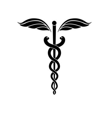 Caduceus veya çubuk Asklepios. Tıbbi simge