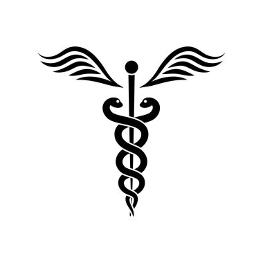 Caduceus veya çubuk Asklepios. Tıbbi simge