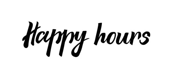 Happy Hours Dessin Main Lettrage Offre Spéciale Isolat — Image vectorielle